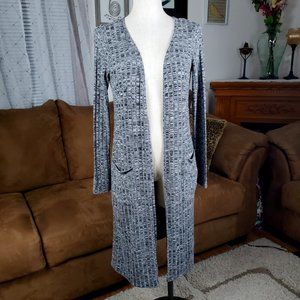 Timing Long Open Front Gray Cardigan